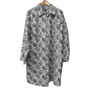 Black and White Floral Trench Coat